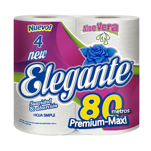 [00607        ] PAPEL HIGIENICO ELEGANTE C/ALOE  10x4x80MTS         