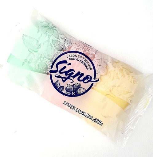 JABON DE TOCADOR SIGNO TRICOLOR 35X3X90GS